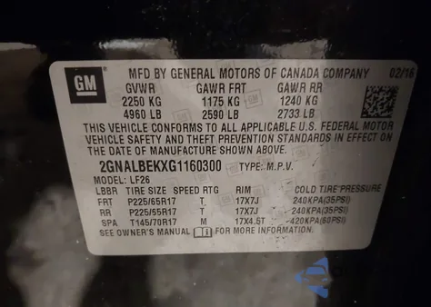 2016 Chevrolet Equinox Ls z USA, uszkodzony, nr VIN 2GNALBEKXG1160300